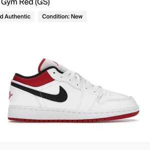 8W/M6.5M Jordan 1 Low White Gym Red (GS)